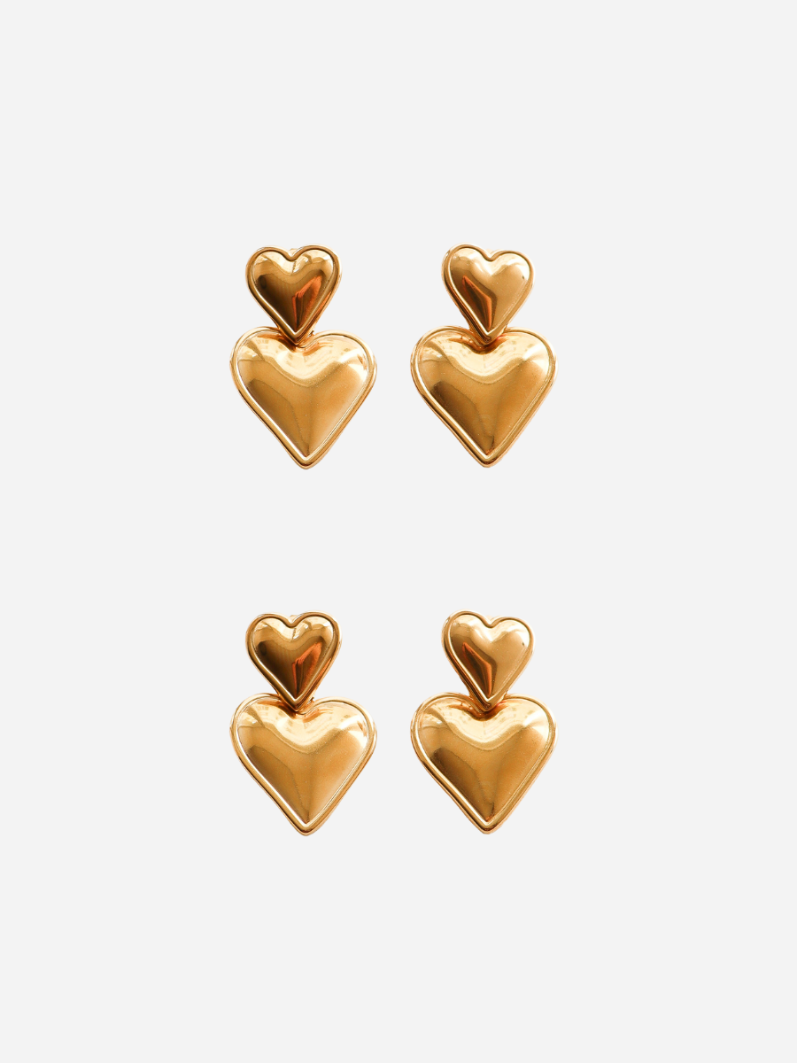 Two Hearts Studs - Friendship Set (wasserfest)