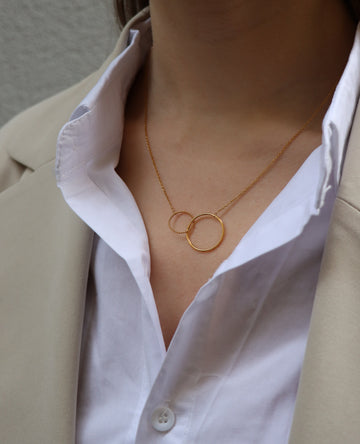 Big Two Circles Twisted Necklace - Halskette (wasserfest)
