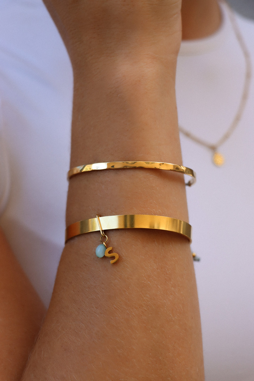 Personalized Lisa Boho Letter Bangle - Armreif (wasserfest)
