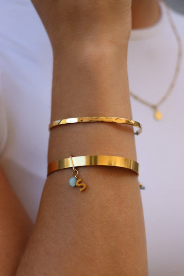 Personalized Lisa Boho Letter Bangle - Armreif (wasserfest)