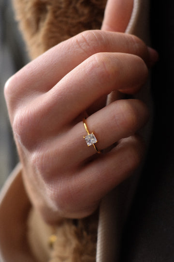 Square Crystal  Ring - Fingerring (wasserfest)