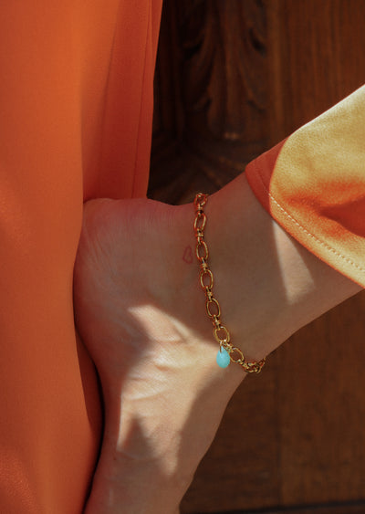 Personalized Freya Moon Love Anklet - Fusskette (wasserfest)