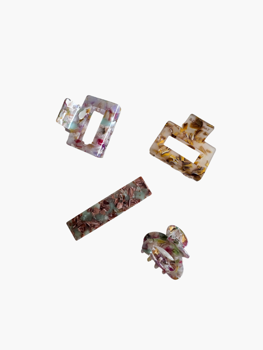 Set aus vier Haarclips in sommerlichen Farben