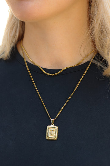 Personalized Letter Tag Bold Necklace - Halskette (wasserfest)