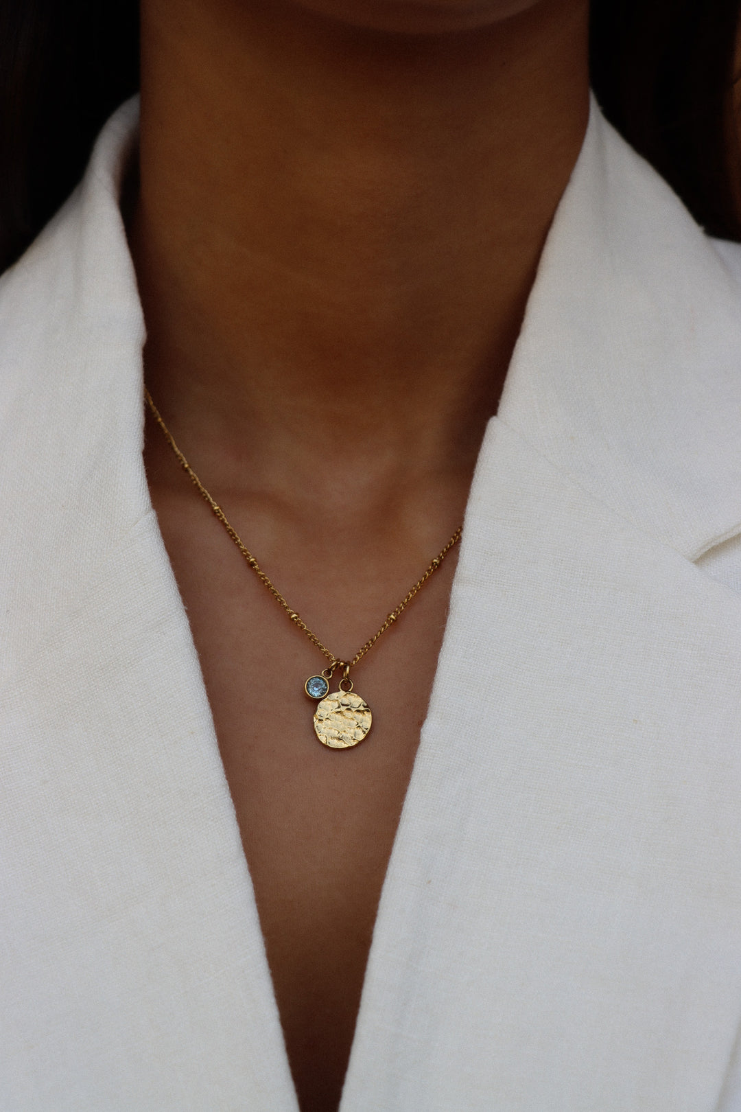 Personalized Coin Birthstone Necklace - Halskette (wasserfest)