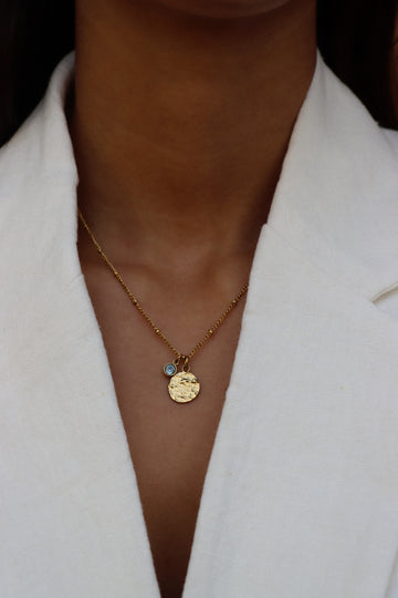 Personalized Coin Birthstone Necklace - Halskette (wasserfest)