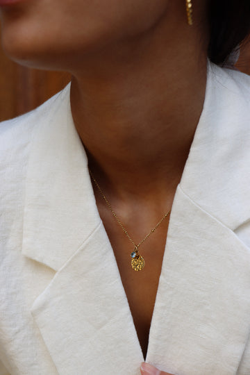 Personalized Coin Birthstone Necklace - Halskette (wasserfest)