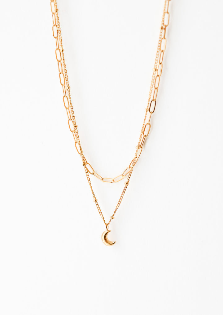 Lil Brooklyn Small Moon Necklace - Halsketten Layering Set (waterproof)