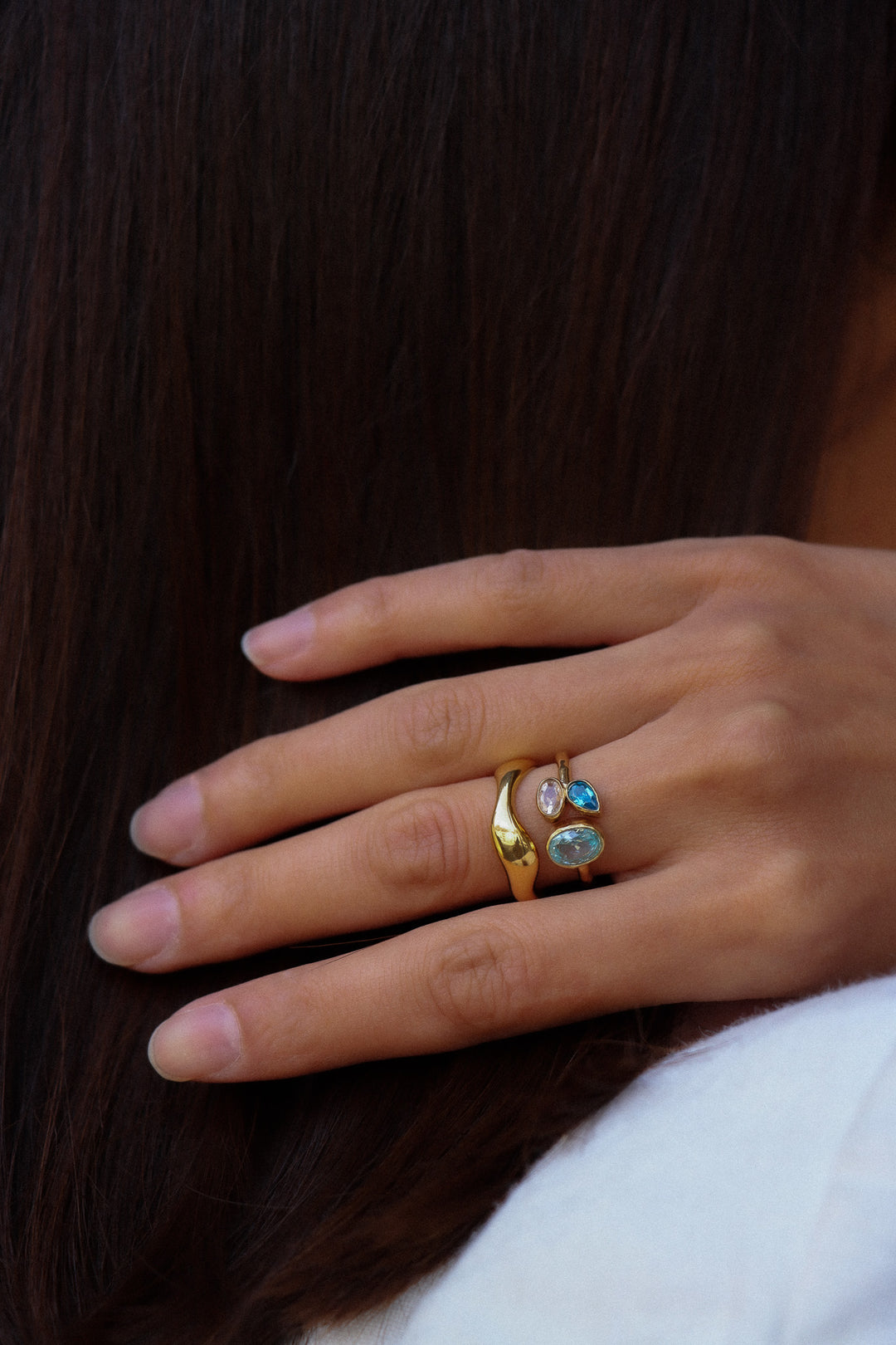 Triple Zircone Ring - Fingerring (wasserfest)