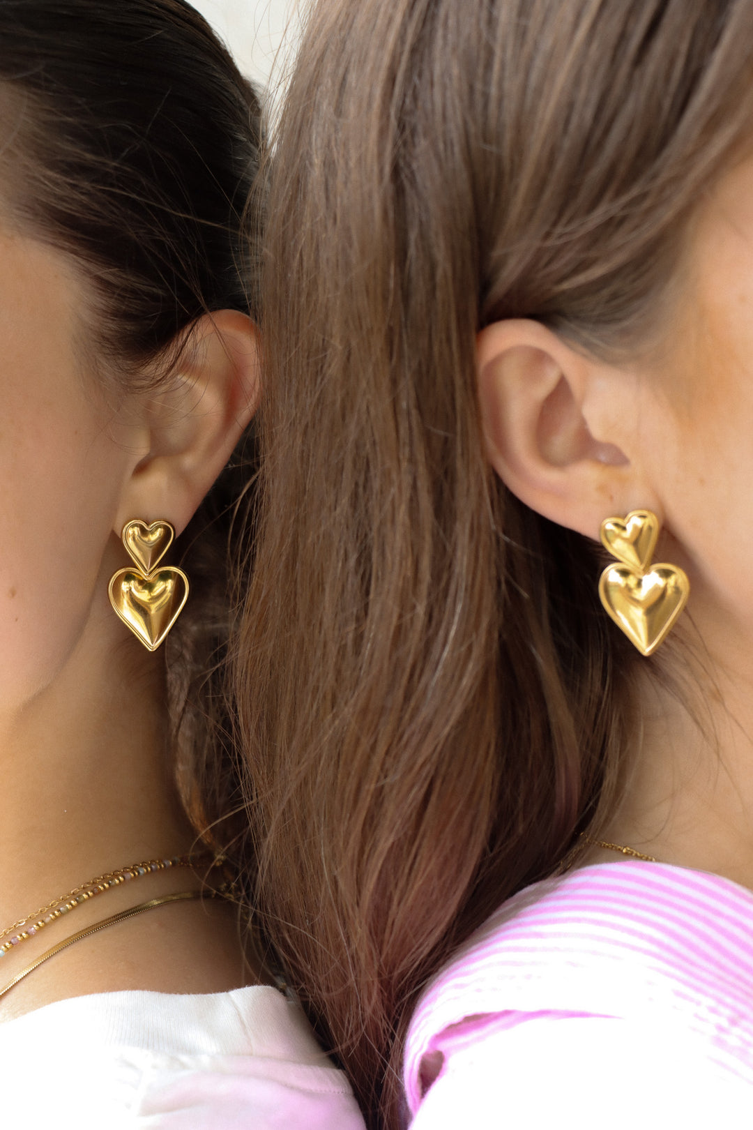 Two Hearts Studs - Ohrstecker (wasserfest)