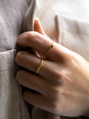 Hannah Rectangle Stone - Ring (wasserfest)