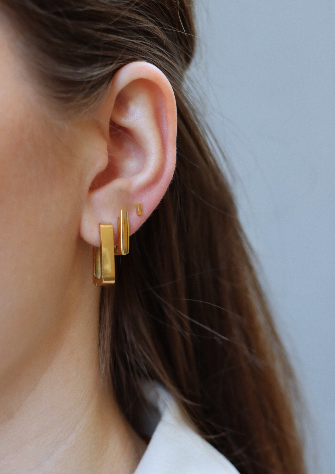Bold Square Hoop - Earstacking Set (wasserfest)
