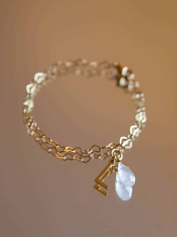Personalized Connected Hearts Bracelet - Armkette (waterproof) - Labradorit