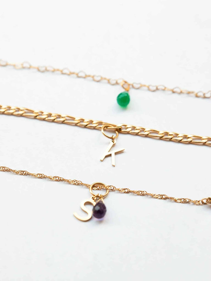 Personalized Connected Hearts Bracelet  - Armkette (wasserfest)