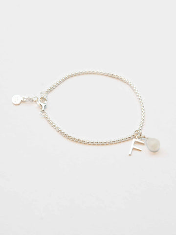 Personalized Letter Bracelet (wasserfest) - Rosenquarz