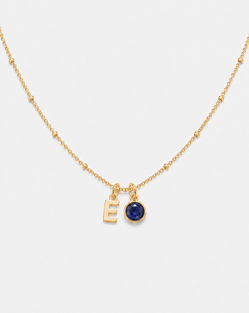 Personalized Small Letter Edelstein Birthstone Necklace - Halskette (wasserfest)