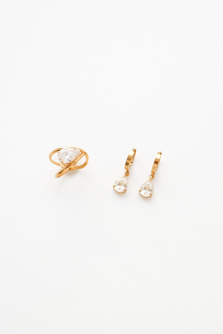 Drop Crystal Zircone Schmuckset (wasserfest)