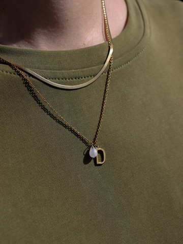 Personalized Moon Love Letter Necklace - Buchstabenkette (wasserfest) - Mondstein