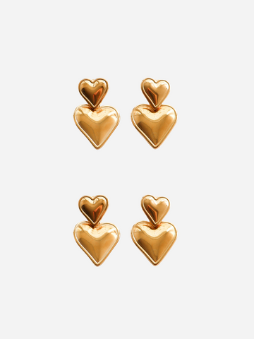 Two Hearts Studs - Friendship Set (wasserfest)
