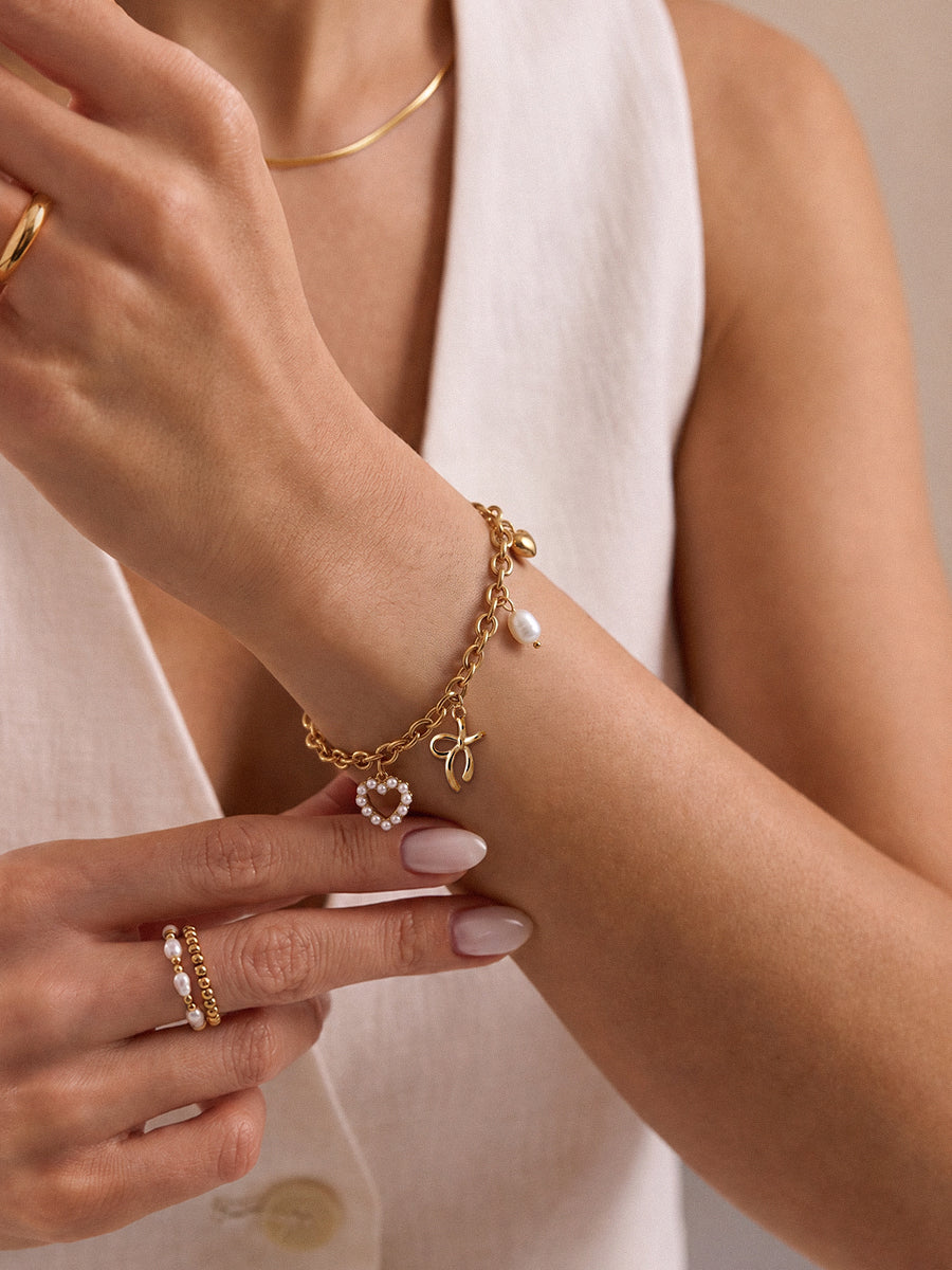 Personalized Sweet Heart Charm Bracelet - Armkette (wasserfest)