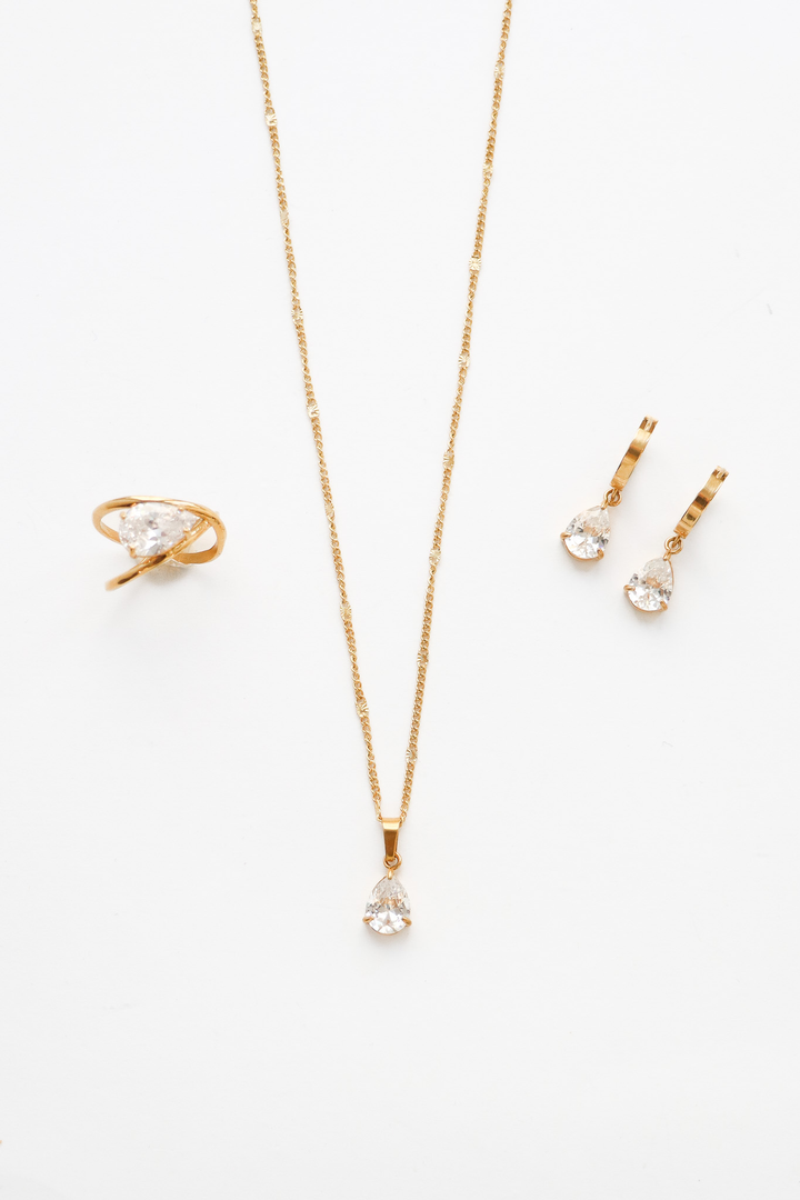 Full Drop Crystal Zircone Schmuckset (wasserfest)