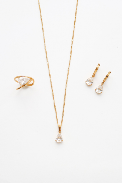 Full Drop Crystal Zircone Schmuckset (wasserfest)