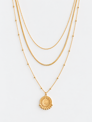 Amélie Ava Dotted Medaillon Necklace - Halsketten Layering Set (wasserfest)