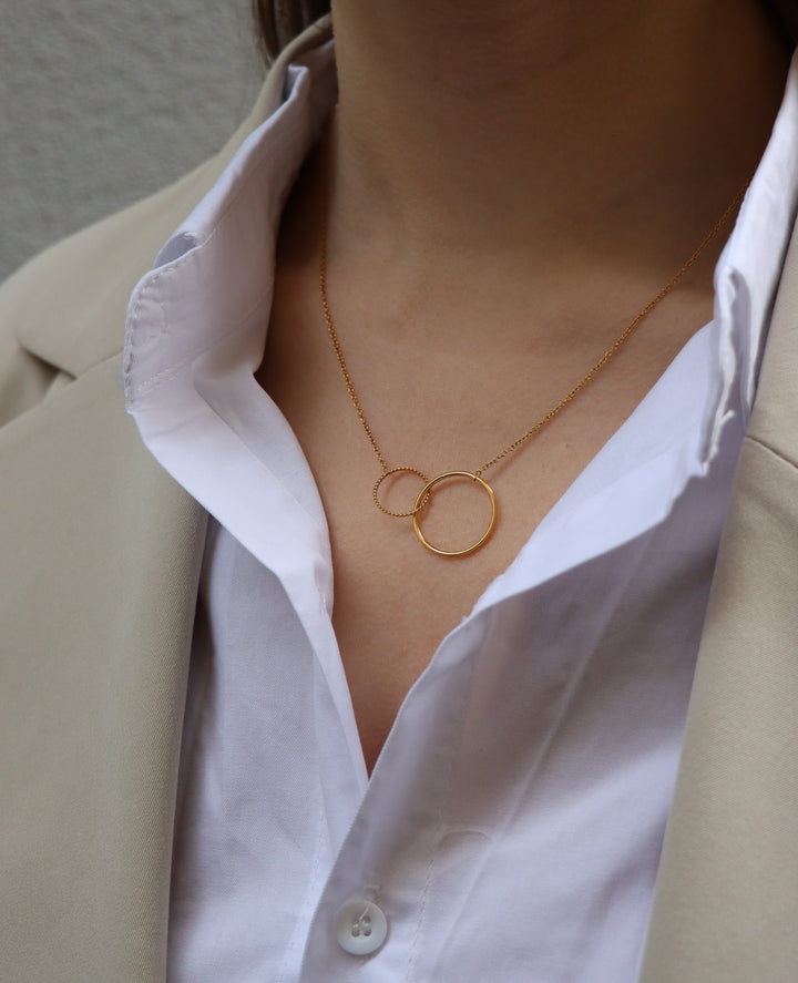 Big Two Circles Twisted Necklace - Halskette (waterproof)