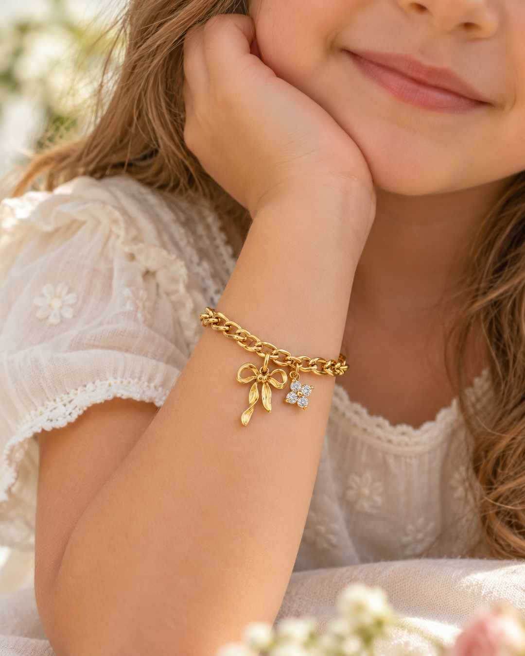 Personalized Lara Crystal Ribbon Bracelet Kinder - Armkette (wasserfest)