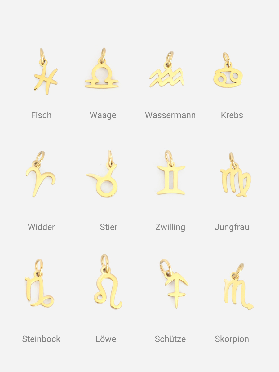 Personalized Zodiac Sign Charm - Sternzeichen Anhänger (wasserfest)