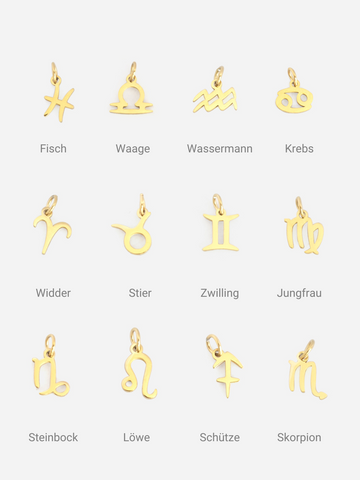 Personalized Zodiac Sign Charm - Sternzeichen Anhänger (wasserfest)