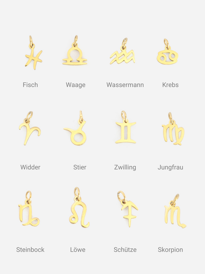 Personalized Zodiac Sign Charm - Sternzeichen Anhänger (wasserfest)