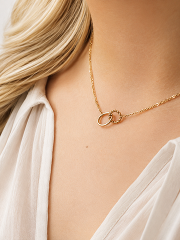Two Circles Twisted Necklace - Halskette (wasserfest)