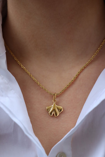 Personalized Round Ginkgo Charm - Anhänger (wasserfest)