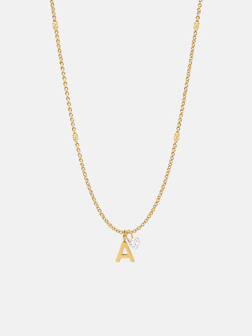Personalized Small Letter Pure Crystal Heart Necklace - Halskette (wasserfest)