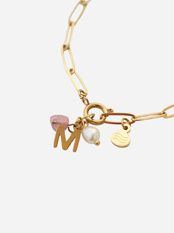 Personalized Boho Pearl Letter Brooklyn Bracelet - Armkette (wasserfest)