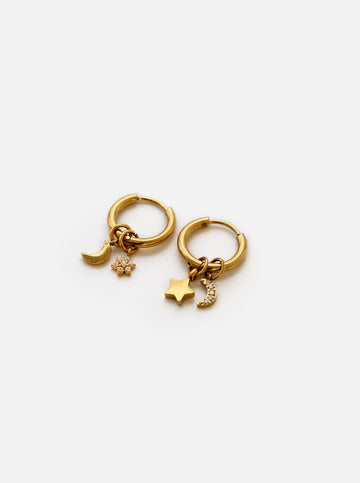 Ava Infinity Shiny Moon & Star Hoops - Creolen (wasserfest)