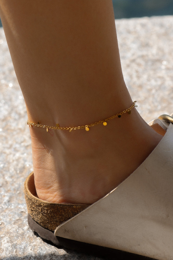 Boho Coin Anklet - Fusskette (wasserfest)
