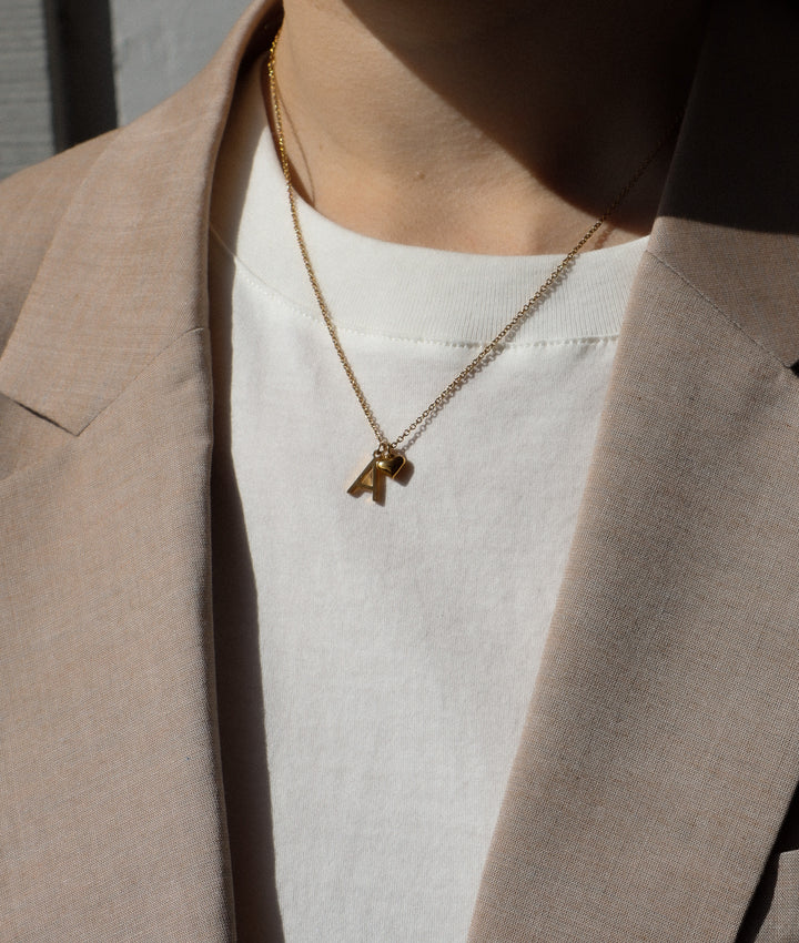 Personalized Bold Heart Letter Necklace - Halskette (wasserfest)
