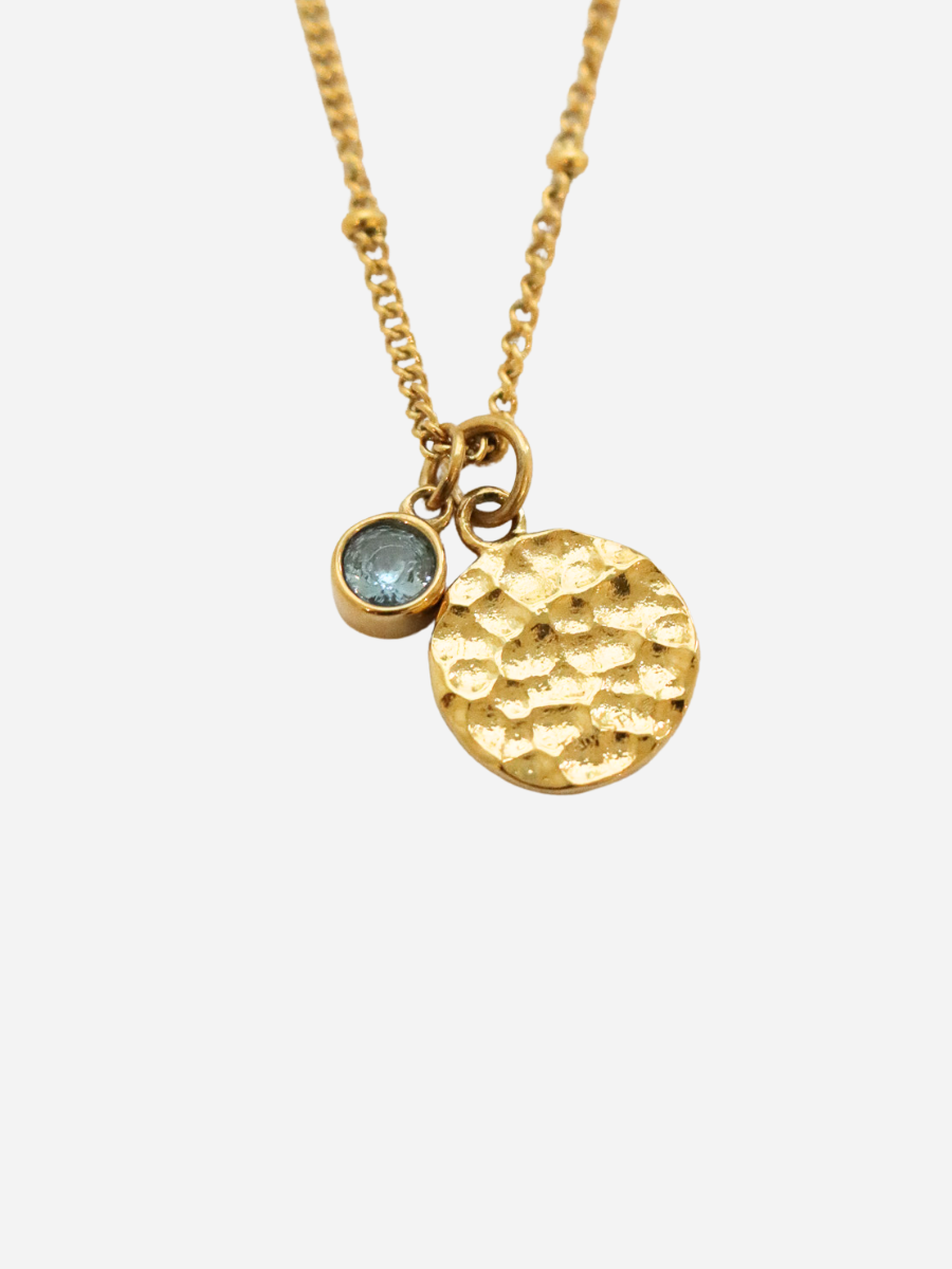Personalized Coin Birthstone Necklace - Halskette (wasserfest)