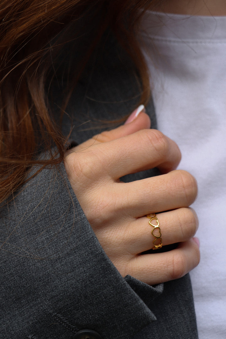 Connected Hearts Ring - Fingerring (wasserfest)