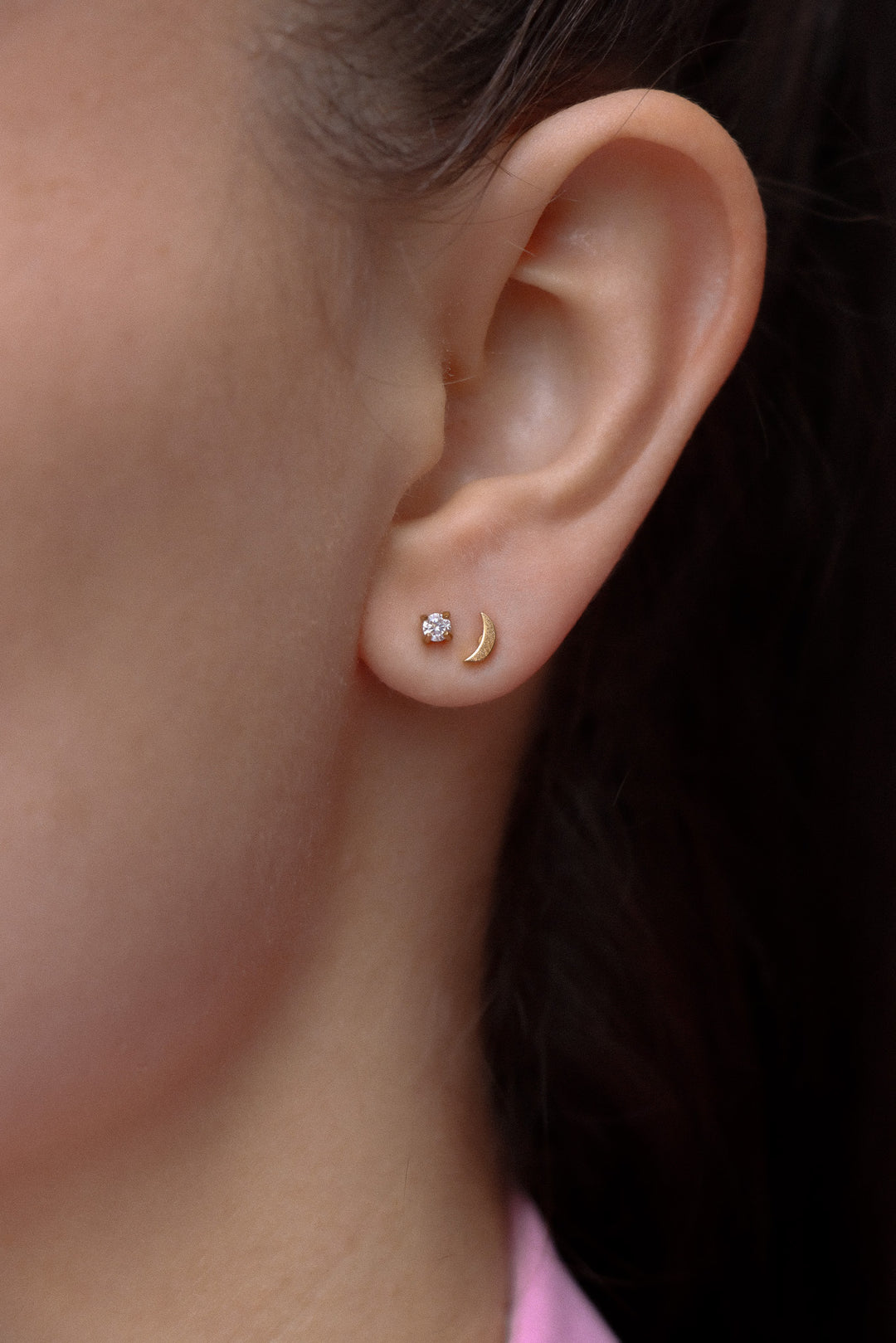 Lil Moon Crystal Studs - Earstacking Set (wasserfest)