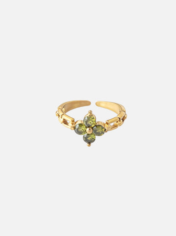 Vintage Crystal Flower Ring - Fingerring (wasserfest)