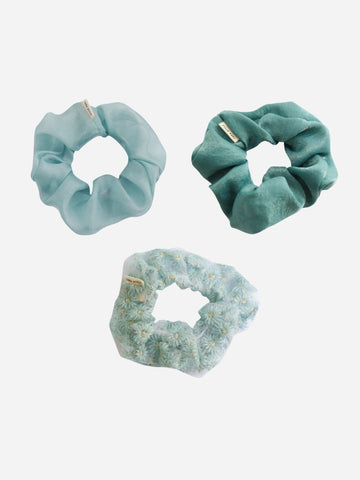 Aqua Bloom - Scrunchie Set