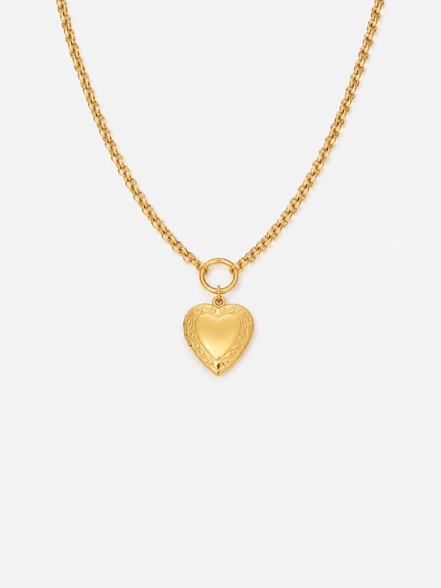 Personalized Elia Big Heart Medaillon Necklace - Halskette (wasserfest)