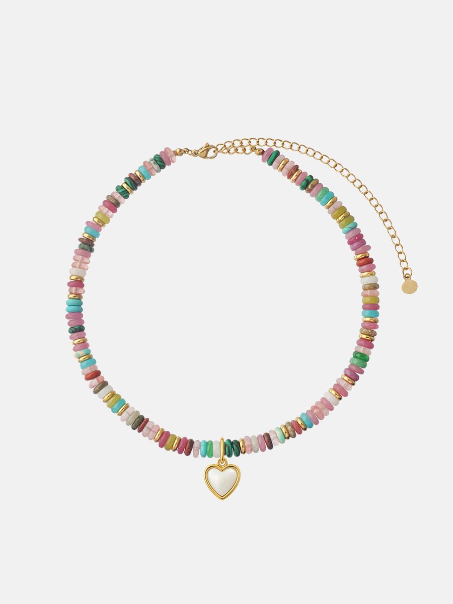 Personalized Yula Pearl Heart Necklace - Halskette (wasserfest)