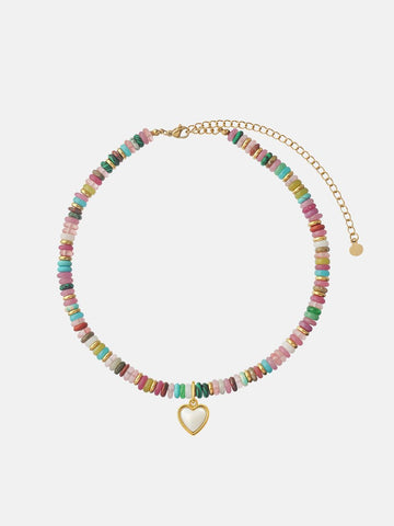 Personalized Yula Pearl Heart Necklace - Halskette (wasserfest)