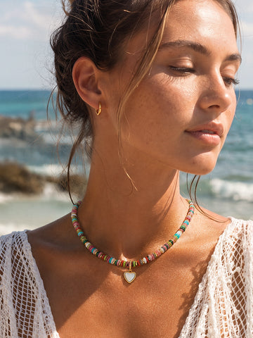 Personalized Yula Pearl Heart Necklace - Halskette (wasserfest)