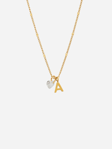 Personalized Small Letter Pure Crystal Heart Necklace - Halskette (wasserfest)