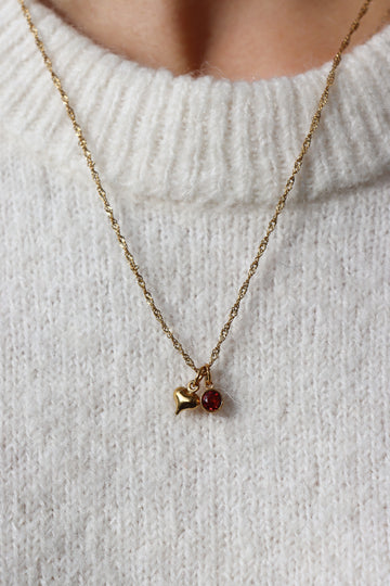 Personalized Heart Birthstone Valeria Necklace - Halskette (wasserfest)